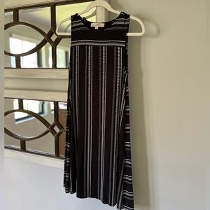 LOFT Morse Code Black and White Trapeze Dress - Size XS